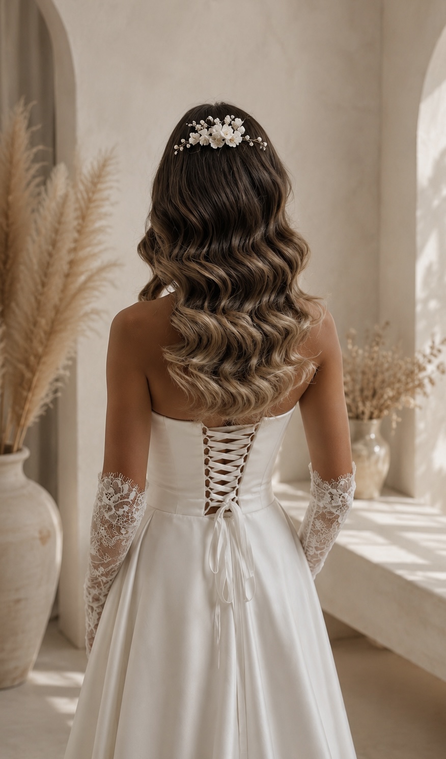 Peinado de novia con ondas marcadas y volumen